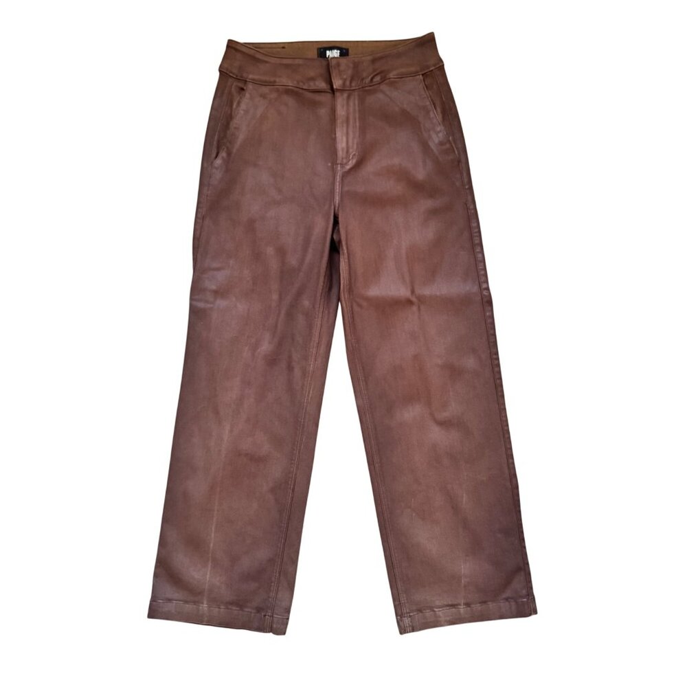 Paige Nellie Brown Wide-Leg Trousers Womens Size 30 Mid-Rise Rayon Blend